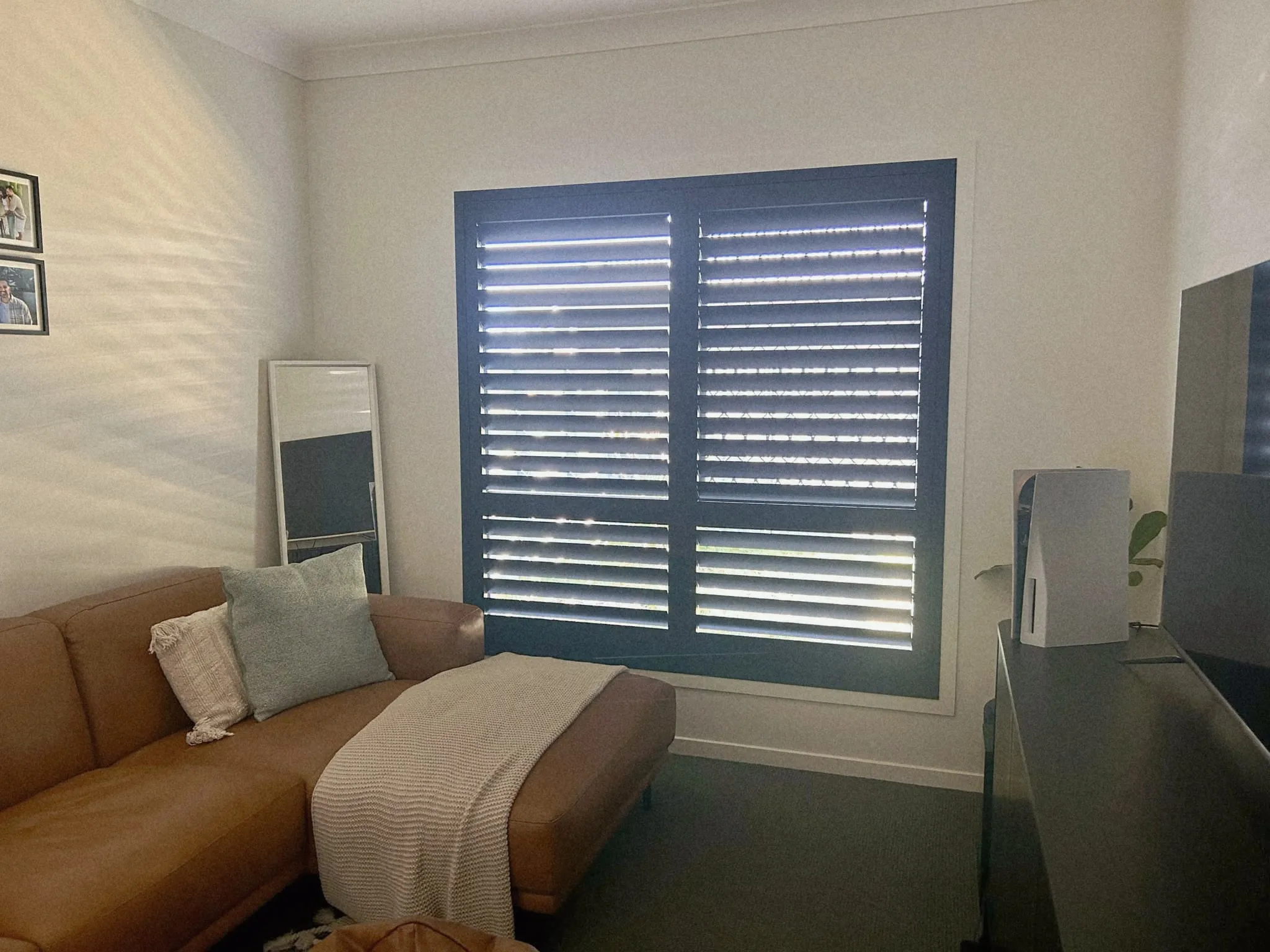 Custom plantation shutters lounge Lake Macquarie